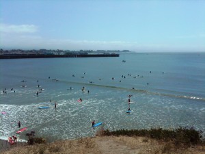 image of surfers at steamer lane