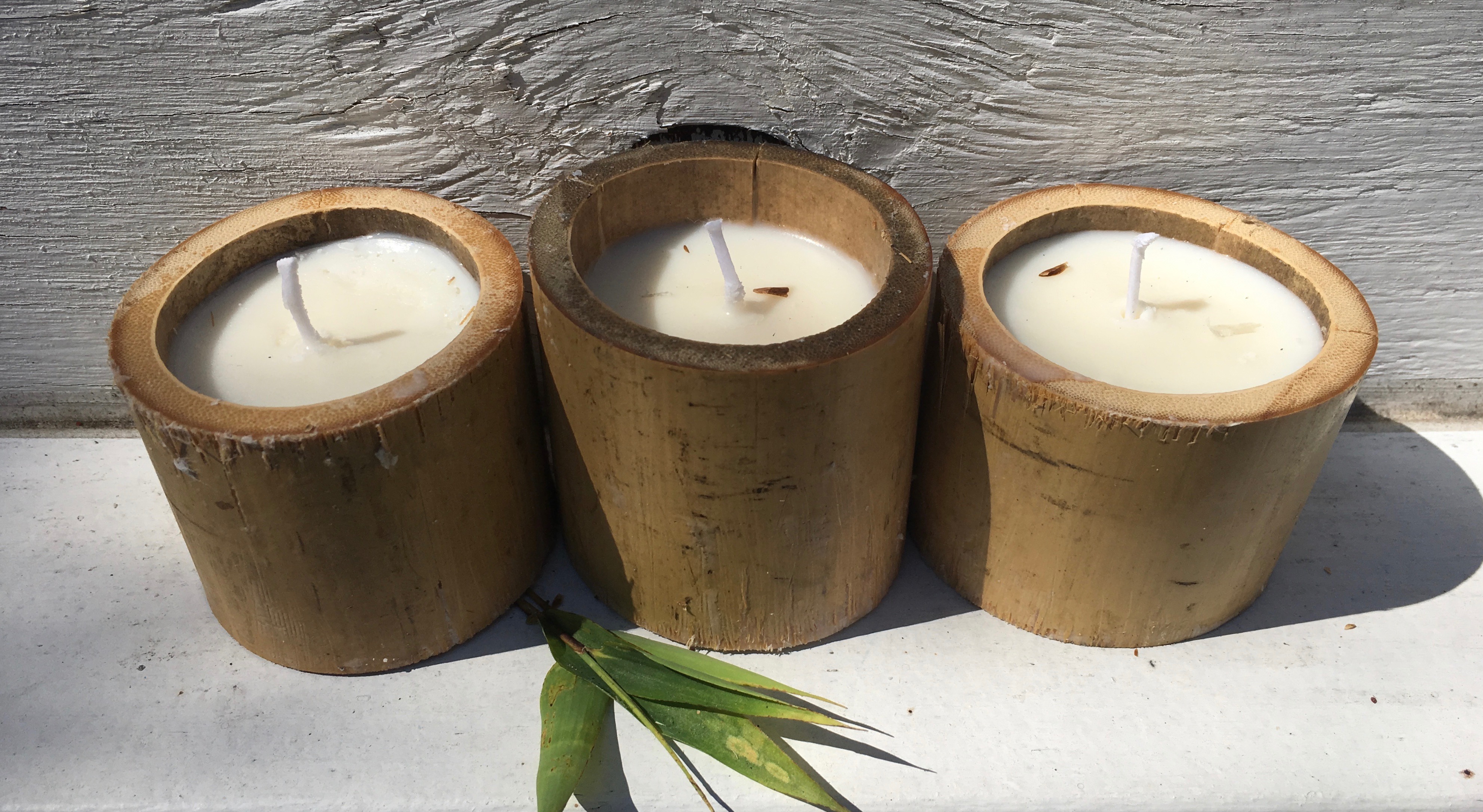 Image of candles made from bamboo